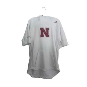 Adidas NCAA Nebraska Cornhuskers White Short Sleeve Performance Hoodie Size S